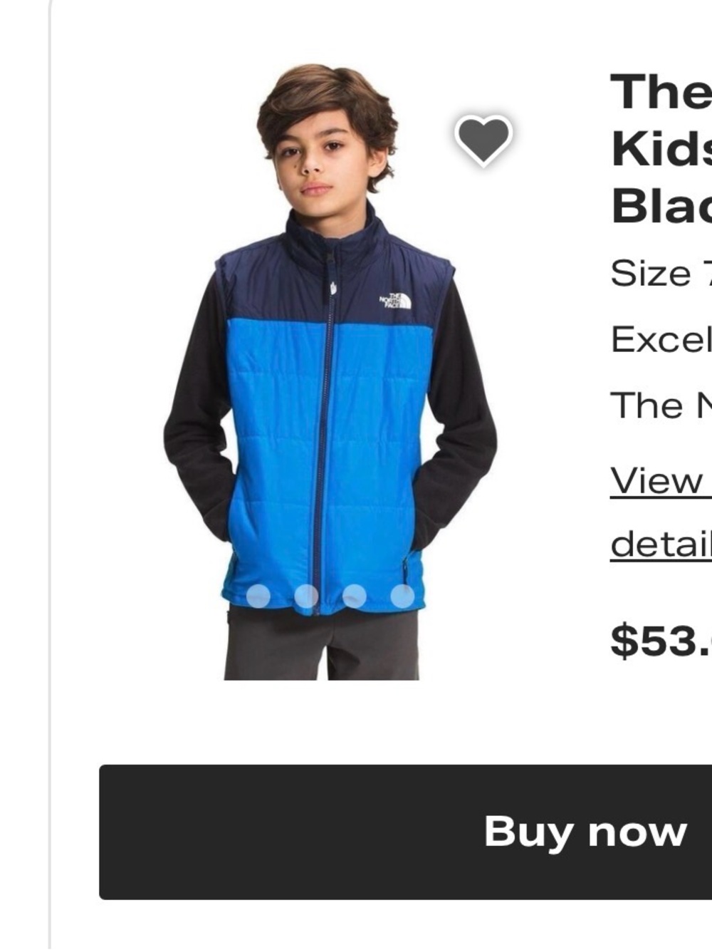 The North Face Kids Blue and Black Insulated Vest